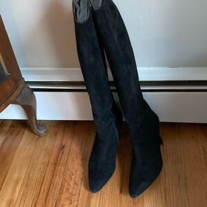 Charles Jourdan suede black boots made in France 3 1/4 “ heels